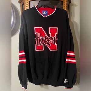 Vintage Starter Nebraska Huskers Pull Over Embroidered Sweatshirt Size XXL